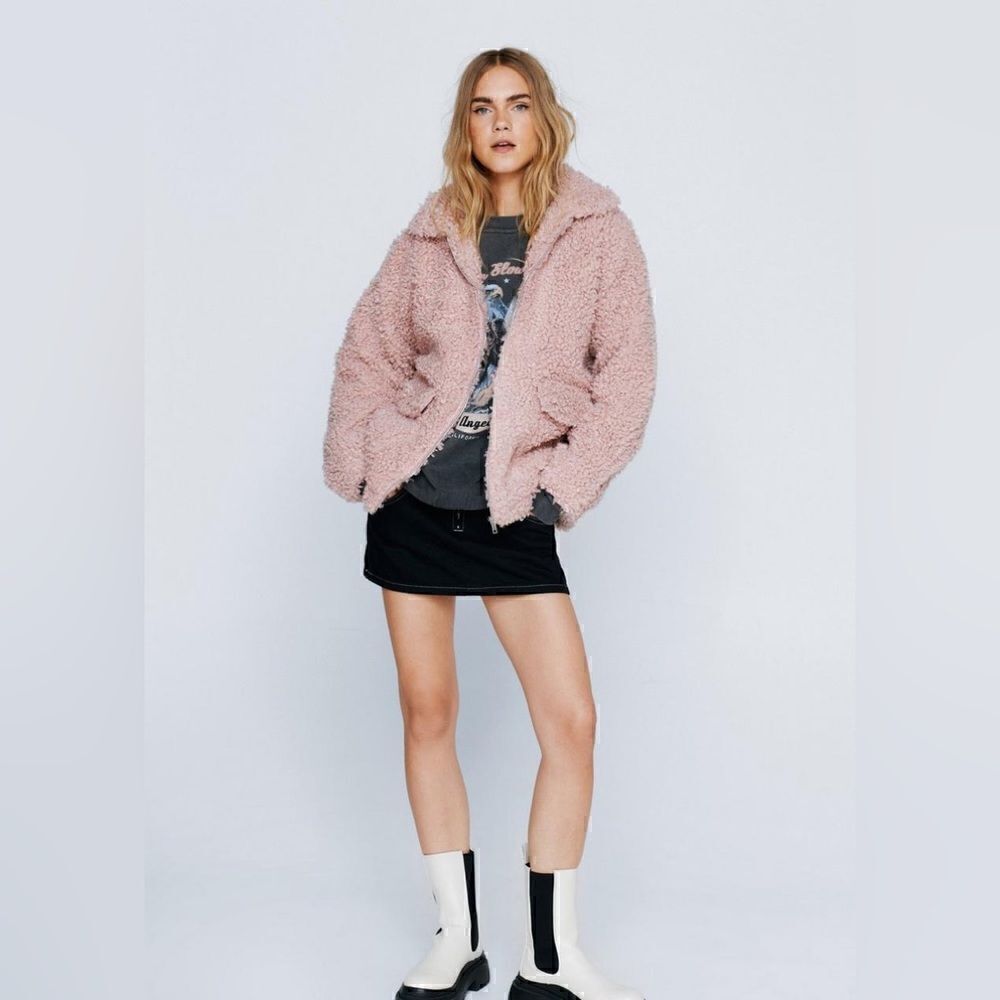H&M Teddy Pocket Detail Zip Through Jacket XS